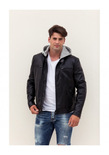 2030 Αντρικό Δερμάτινο Μπουφάν Μαύρο