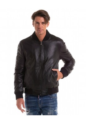 3030 Αντρικό Δερμάτινο Bomber Μαύρο