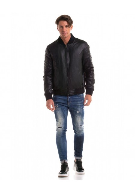 3030 Αντρικό Δερμάτινο Bomber Μαύρο