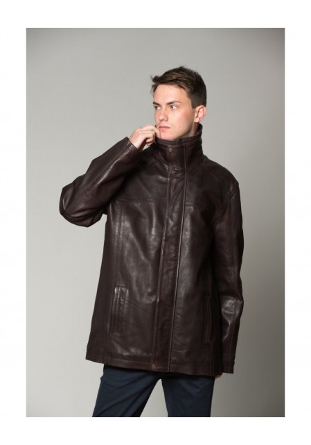 Richmont Αντρικό Δερμάτινο Μπουφάν Καφέ