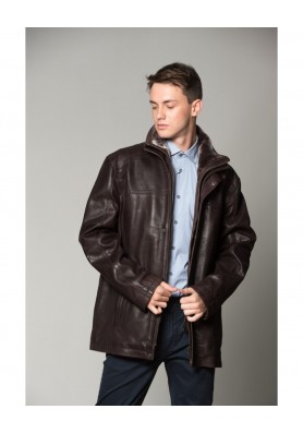 Richmont Αντρικό Δερμάτινο Μπουφάν Καφέ